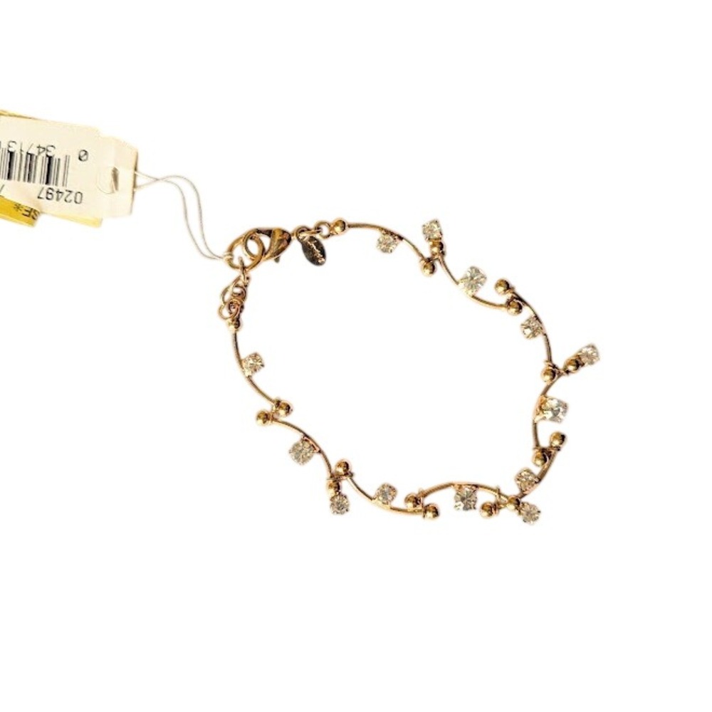 Monet Link Bracelet Vintage Glam Classic Elegant Crystal Wavy Gold Tone Signed